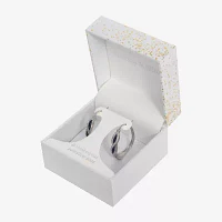 Sparkle Allure Womens Blue Crystal 35mm Hoop Earrings