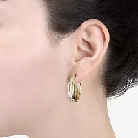 Sparkle Allure Crystal 24K Gold Over Brass 32mm Hoop Earrings