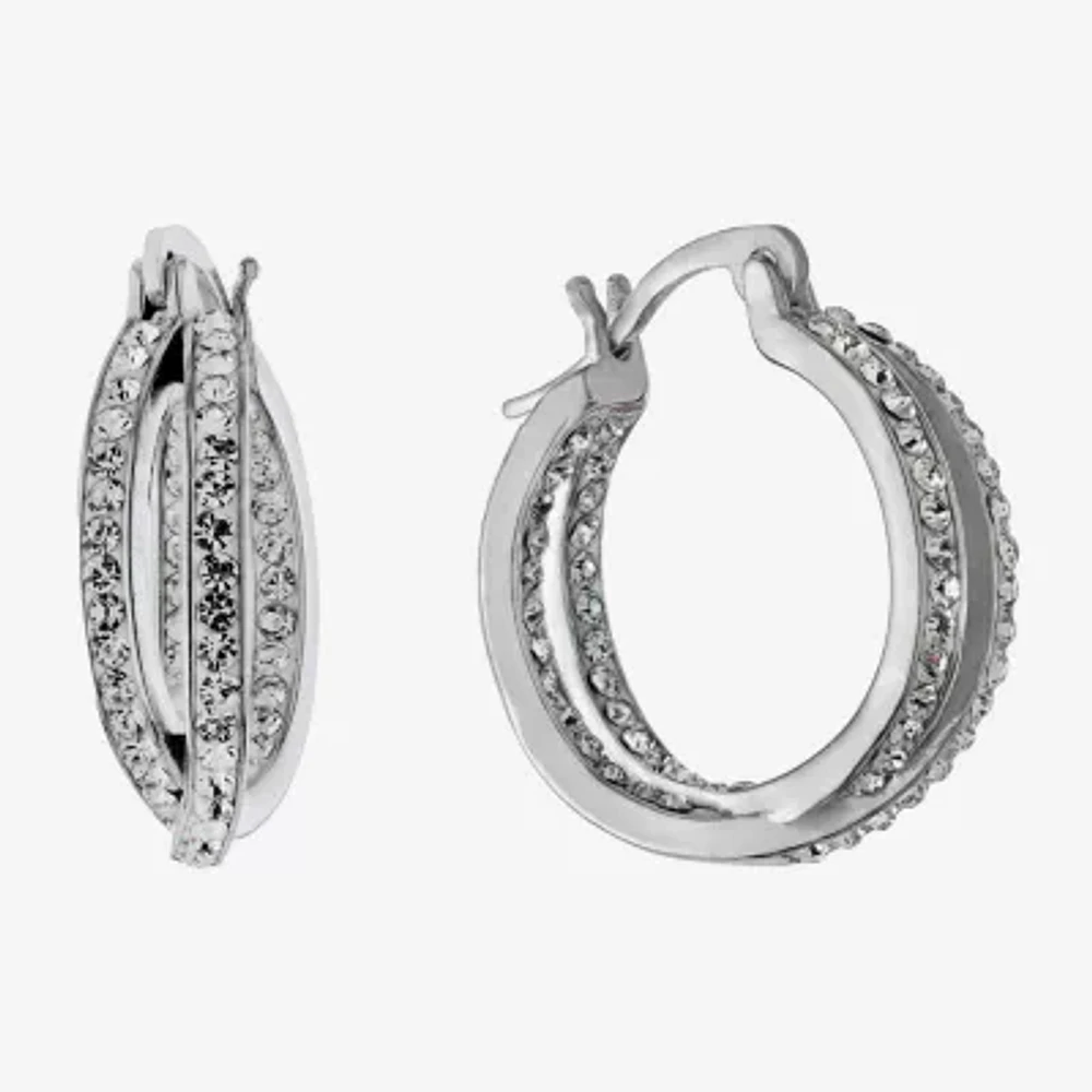 Sparkle Allure Womens Crystal 19mm Hoop Earrings