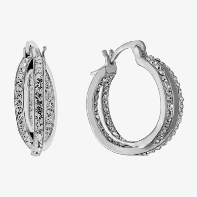Sparkle Allure Womens Crystal 19mm Hoop Earrings
