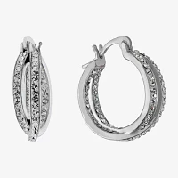 Sparkle Allure Womens Crystal 19mm Hoop Earrings