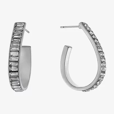 Sparkle Allure Womens Crystal 32mm Hoop Earrings