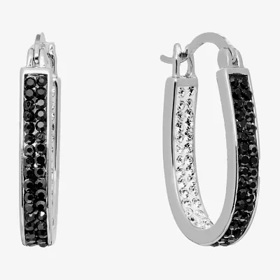 Sparkle Allure Womens Black Crystal 27.1mm Hoop Earrings