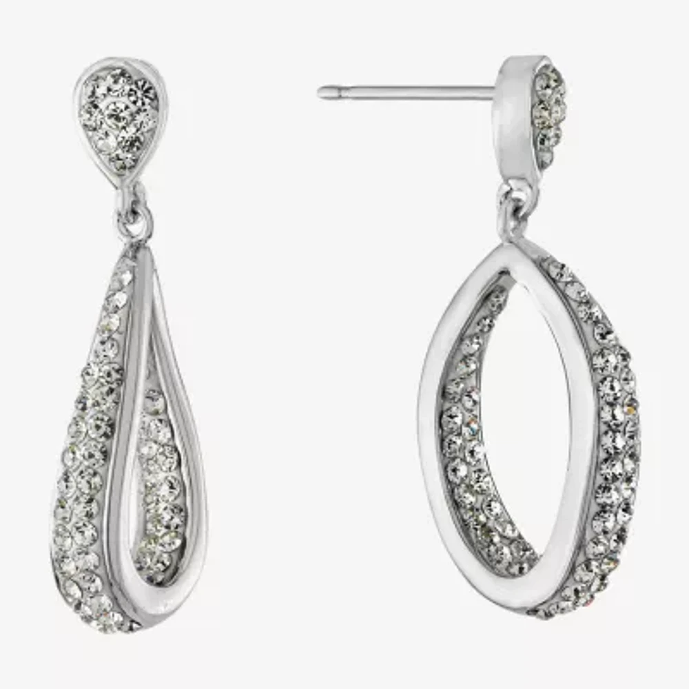 Sparkle Allure Crystal Pure Silver Over Brass Drop Earrings