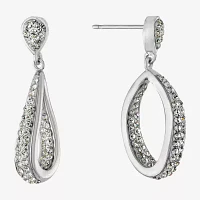 Sparkle Allure Crystal Pure Silver Over Brass Drop Earrings