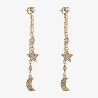 Bijoux Bar Gold Tone Glass Moon Star Drop Earrings