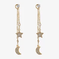 Bijoux Bar Gold Tone Glass Moon Star Drop Earrings