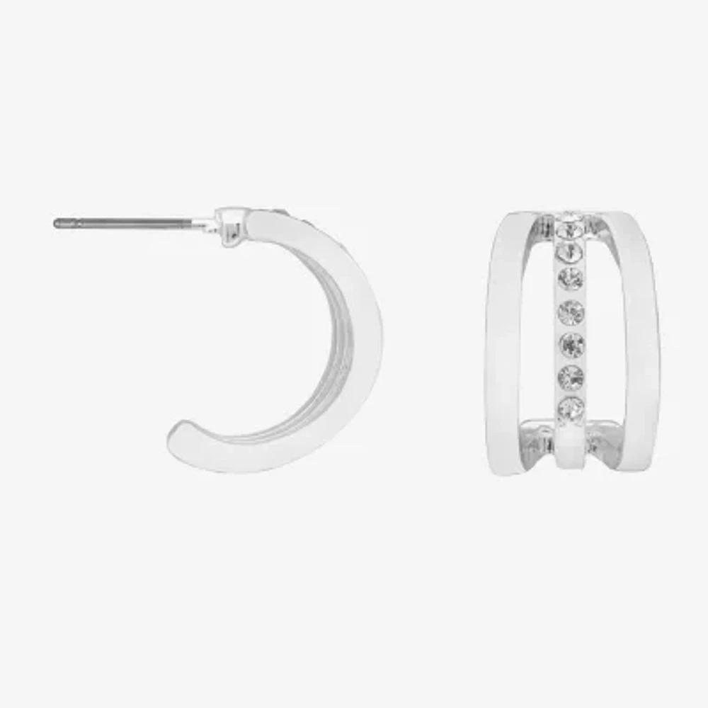 Bijoux Bar Delicates Silver Tone Glass Round Hoop Earrings