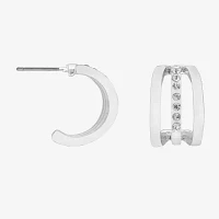 Bijoux Bar Delicates Silver Tone Glass Round Hoop Earrings