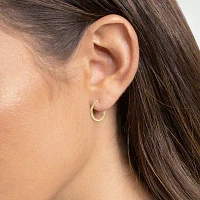 Silver Reflections Tube 14K Gold Over Brass Hoop Earrings