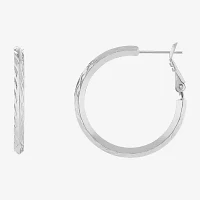 Silver Reflections Diamond Cut Pure Silver Over Brass Hoop Earrings