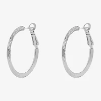 Silver Reflections Diamond Cut Pure Silver Over Brass Hoop Earrings