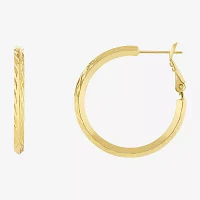 Silver Reflections Diamond Cut Womens 14K Gold Over Brass 30mm Hoop Earrings