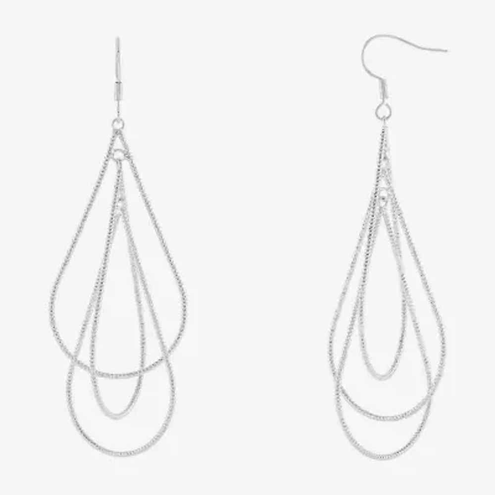 Silver Reflections Orbital Pure Silver Over Brass Drop Earrings