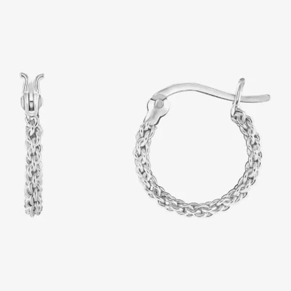 Silver Treasures Twisted Sterling Silver Round Hoop Earrings