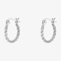 Silver Treasures Twisted Sterling Silver Round Hoop Earrings