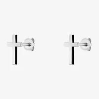 Silver Treasures Sterling Silver 9mm Cross Stud Earrings