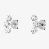 Silver Treasures Cubic Zirconia Sterling Silver Curved Ear Climbers