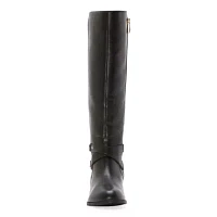 Liz Claiborne Womens Tarla Wide Calf Stacked Heel Riding Boots