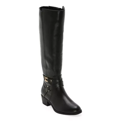 Liz Claiborne Womens Tarla Wide Calf Flat Heel Riding Boots