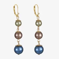 Monet Jewelry Linear Simulated Pearl Round Drop Earrings