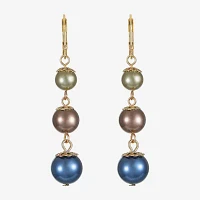 Monet Jewelry Linear Simulated Pearl Round Drop Earrings