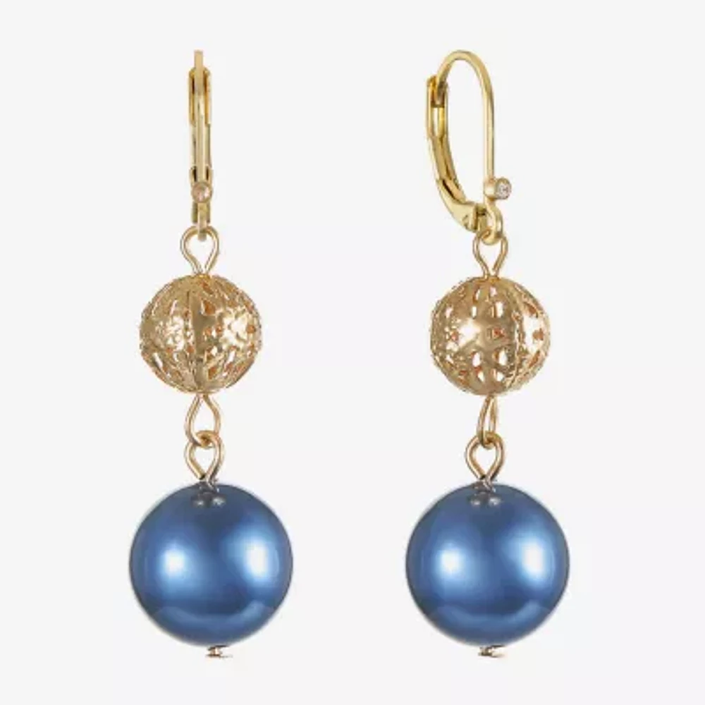 Monet Jewelry Double Simulated Pearl Round Drop Earrings