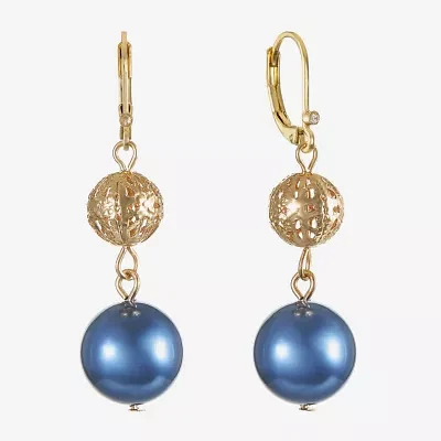 Monet Jewelry Double Simulated Pearl Round Drop Earrings