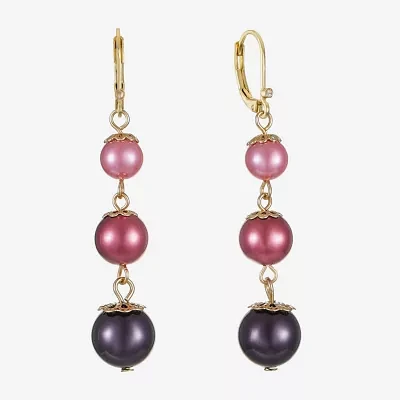 Monet Jewelry Linear Simulated Pearl Round Drop Earrings