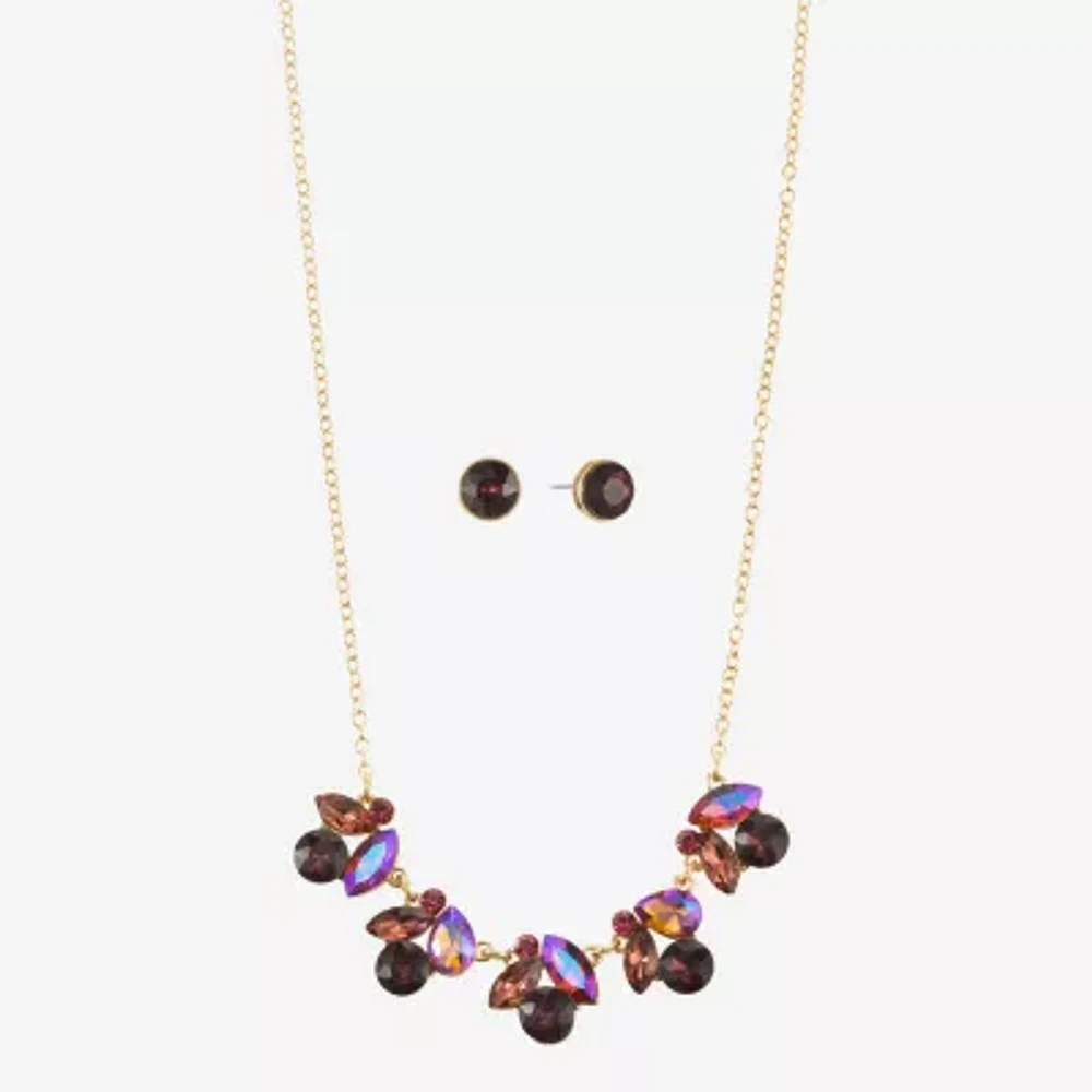 Monet Jewelry Collar Necklace And Stud Earring 2-pc. Glass Jewelry Set