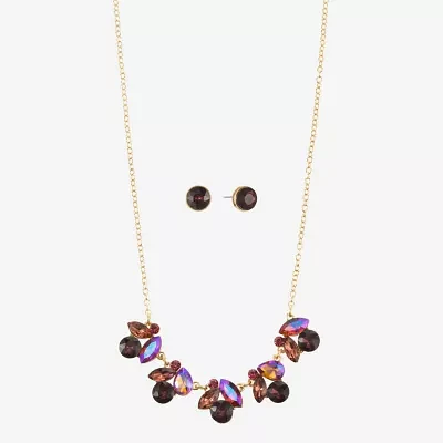 Monet Jewelry Collar Necklace And Stud Earring 2-pc. Glass Jewelry Set