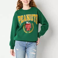 Juniors Womens Crew Neck Long Sleeve Peanuts Sweatshirt