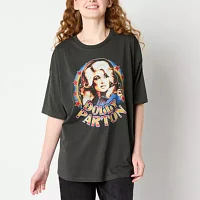 Juniors Dolly Parton Oversized Tee Womens Crew Neck Short Sleeve Graphic T-Shirt