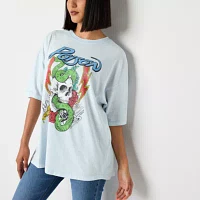 Juniors Poison Oversized Tee Womens Crew Neck Short Sleeve Graphic T-Shirt