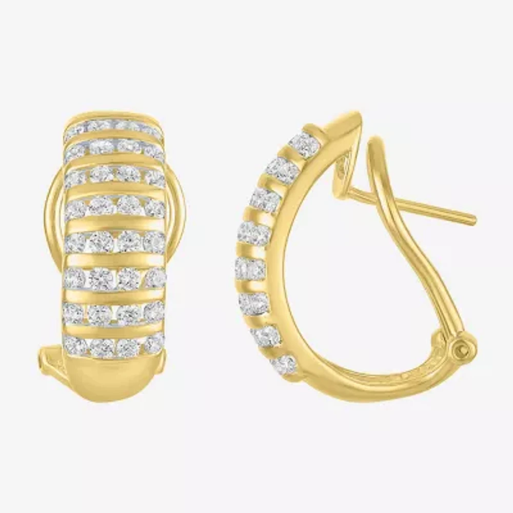 G-H / I1-I2) 1 CT. T.W. Lab Grown White Diamond 10K Gold Hoop Earrings