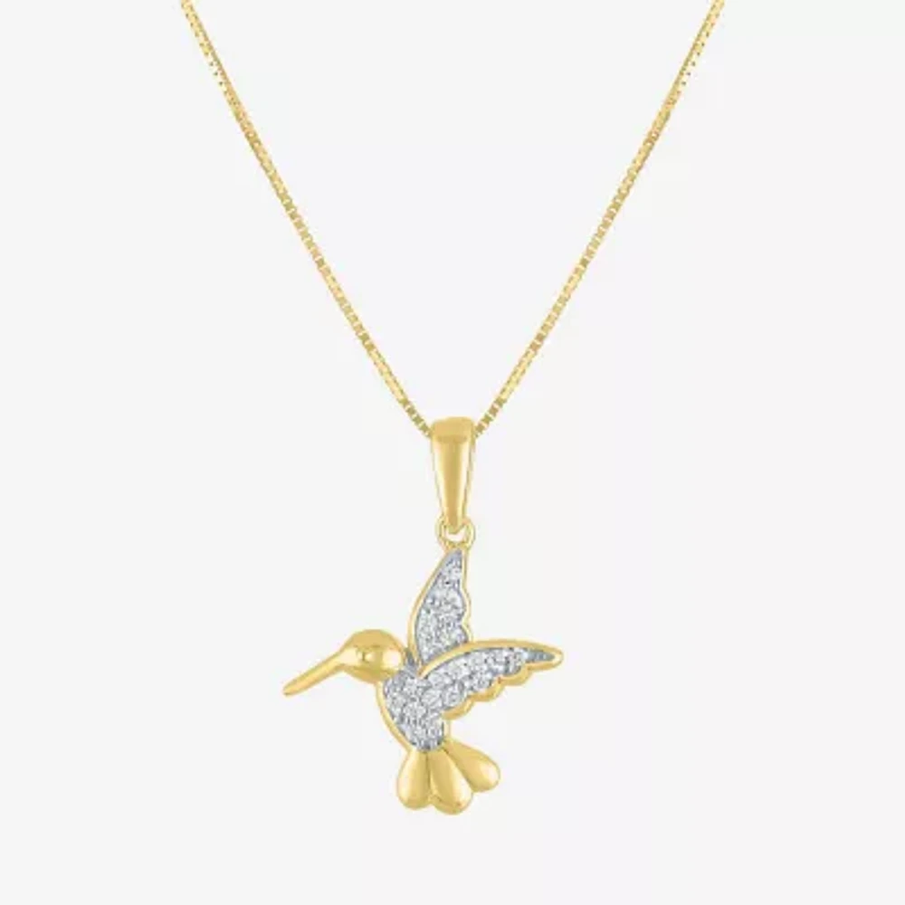 Hummingbird (I1-I2/G-H) Womens Diamond Accent Lab Grown White Diamond 10K Gold Pendant Necklace