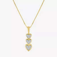 (G-H/I1-I2) Womens Diamond Accent Lab Grown White Diamond 10K Gold Heart Pendant Necklace