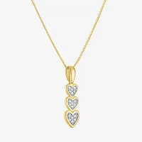 (G-H/I1-I2) Womens Diamond Accent Lab Grown White Diamond 10K Gold Heart Pendant Necklace