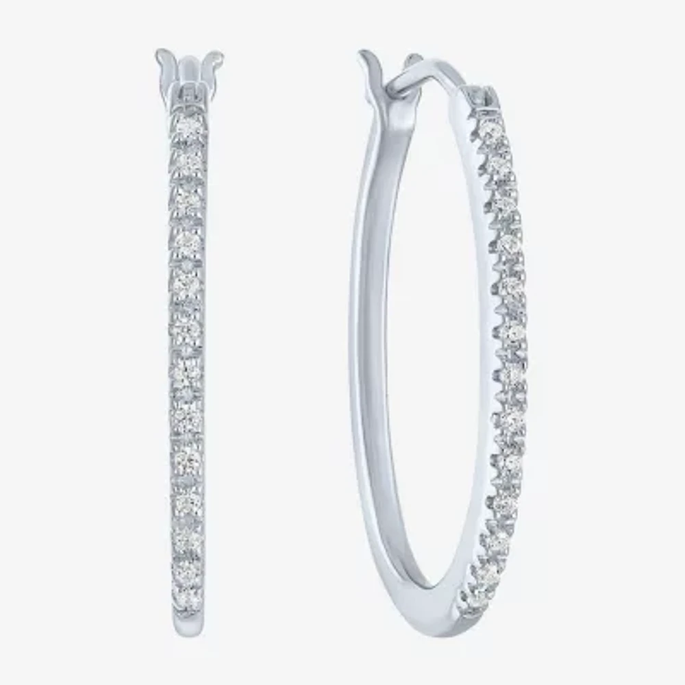 I1-I2/ G-H) 1/ CT. T.W. Lab Grown White Diamond Sterling Silver Hoop Earrings