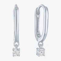 I1-I2/ G-H) 1/ CT. T.W. Lab Grown White Diamond Sterling Silver Hoop Earrings