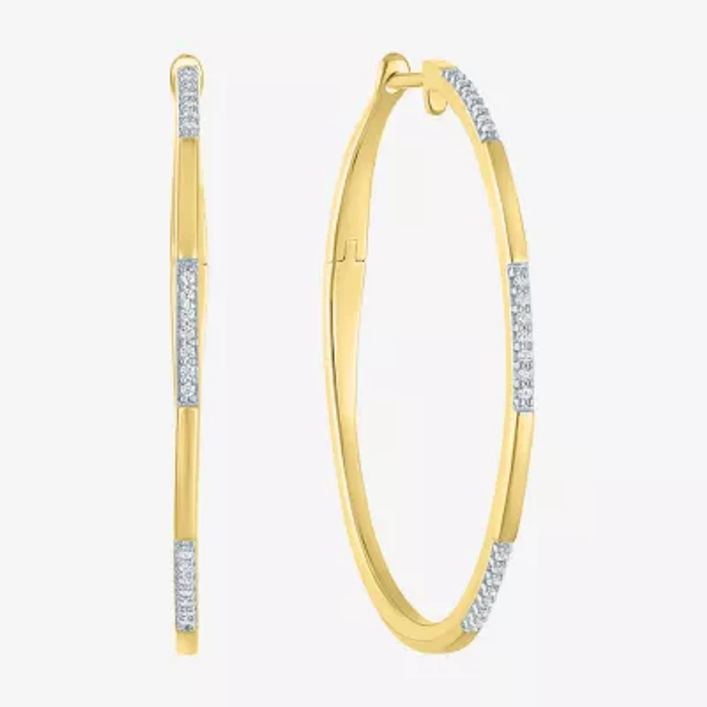 I1-I2/ G-H) 1/10 CT. T.W. Lab Grown White Diamond 14K Gold Over Silver Sterling Silver Hoop Earrings