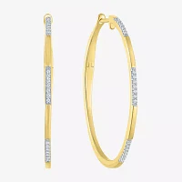 I1-I2/ G-H) 1/10 CT. T.W. Lab Grown White Diamond 14K Gold Over Silver Sterling Silver Hoop Earrings