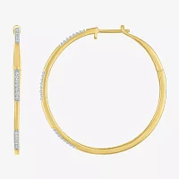 I1-I2/ G-H) 1/10 CT. T.W. Lab Grown White Diamond 14K Gold Over Silver Sterling Silver Hoop Earrings