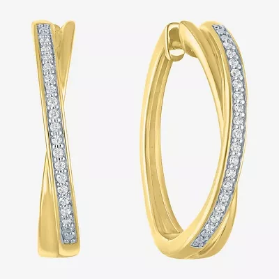 (I1-I2/ G-H) 1/10 CT. T.W. Lab Grown White Diamond 14K Gold Over Silver Sterling Silver 21.9mm Hoop Earrings