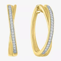 (I1-I2/ G-H) 1/10 CT. T.W. Lab Grown White Diamond 14K Gold Over Silver Sterling Silver 21.9mm Hoop Earrings