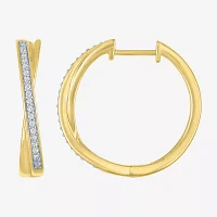 (I1-I2/ G-H) 1/10 CT. T.W. Lab Grown White Diamond 14K Gold Over Silver Sterling Silver 21.9mm Hoop Earrings