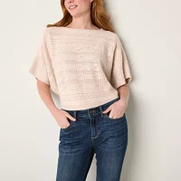 Frye and Co. Womens Round Neck Short Sleeve Pullover Sweater