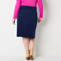 St. John's Bay Corduroy Womens Midi A-Line Skirt-Plus