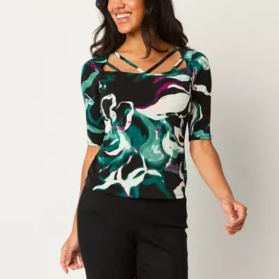 Bold Elements Womens V Neck Elbow Sleeve Blouse