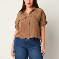 a.n.a Womens Short Sleeve Blouse